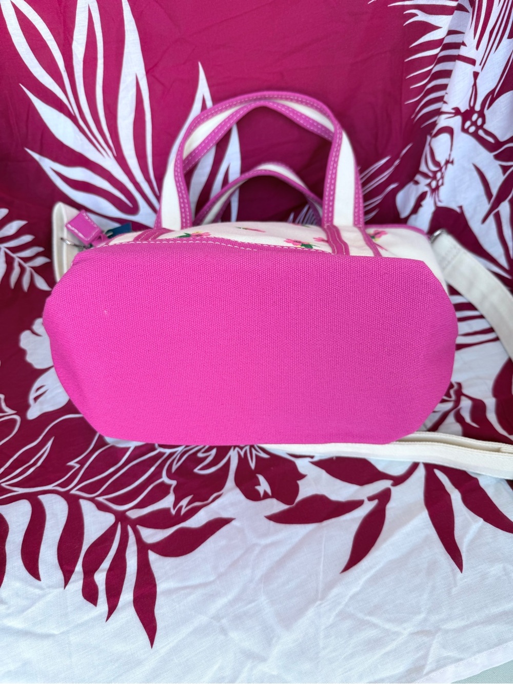 Aéropostale pink hibiscus flower canvas tote - Hawaiian Vibe - NWT - Picture 3 of 16